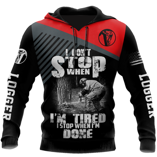 FUNSTUFFPRINT  Logger Chainsaw Im Stop When I Am Done Red  3D Hoodie and Zip Hoodie