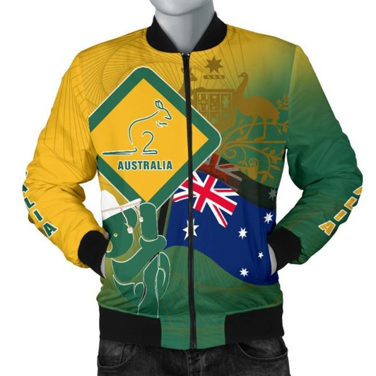 FUNSTUFFPRINT Bomber Jacket- Aus Flag and Coat Of Arms Jacket Kangaroo and Koala Sign – Men 3D Bomber Jacket