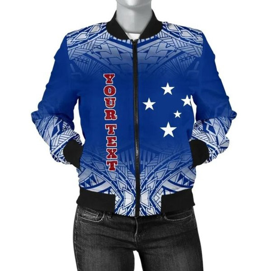FUNSTUFFPRINT Bomber Jacketamoa Custom Personalised – Polynesian Fog Blue 3D Bomber Jacket