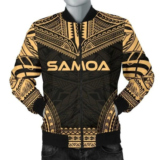 FUNSTUFFPRINT Bomber Jacketamoa Polynesian Chief – Gold Version 3D Bomber Jacket