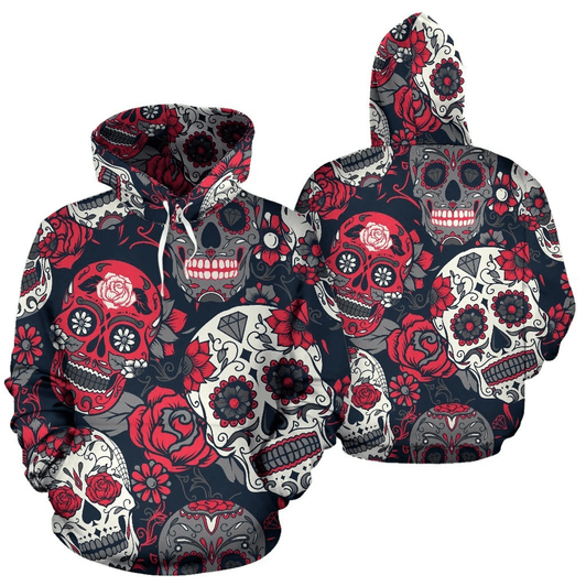 FUNSTUFFPRINT Sugar Skull Pattern  3D Hoodie and Zip Hoodie