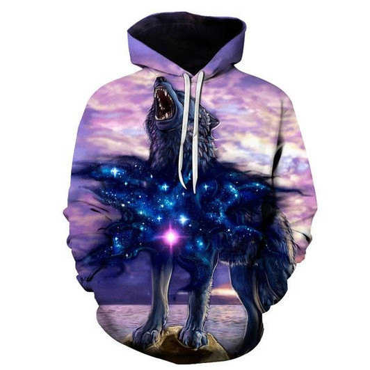 FUNSTUFFPRINT  Wolf Star Heart  3D Hoodie and Zip Hoodie