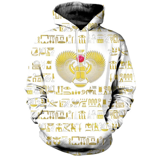 FUNSTUFFPRINT Egyptian Scarab Beetle Gold  3D Hoodie and Zip Hoodie