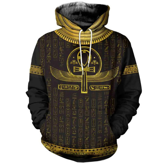 FUNSTUFFPRINT Egyptian Cross Ankh Gold   3D Hoodie and Zip Hoodie