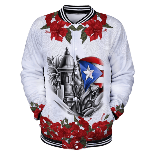 FUNSTUFFPRINT Maga Flower Puerto Rico 3D Baseball Jacket S3VJ-10015