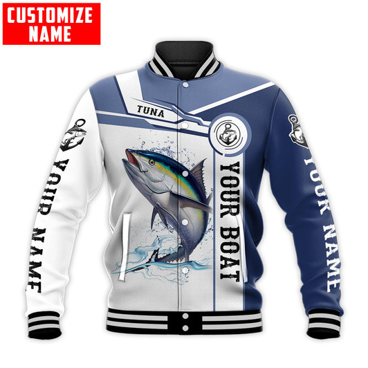 FUNSTUFFPRINT Custom name Tuna fishing Catch and Release D Design Fishing 3D Baseball Jacket S3VJ-10017