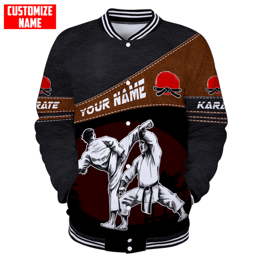 FUNSTUFFPRINT Customized Name Karate 3D Baseball Jacket S3VJ-10033