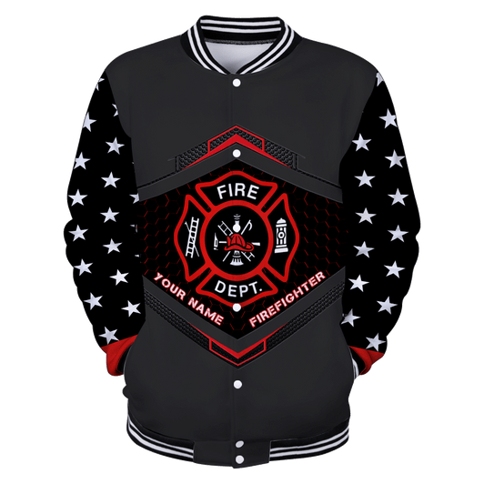 FUNSTUFFPRINT Customize Name Firefighter 3D Baseball Jacket S3VJ-10043