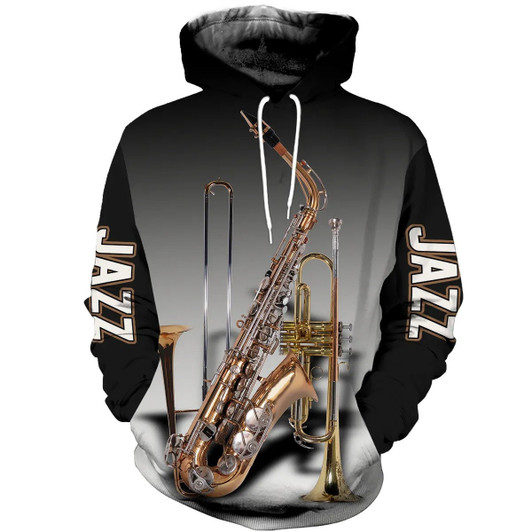 FUNSTUFFPRINT  Jazz Musical Instruments   3D Hoodie and Zip Hoodie