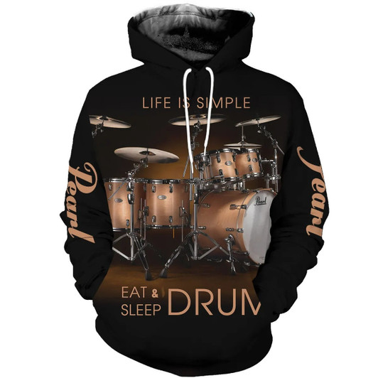 FUNSTUFFPRINT Drums    3D Hoodie and Zip Hoodie