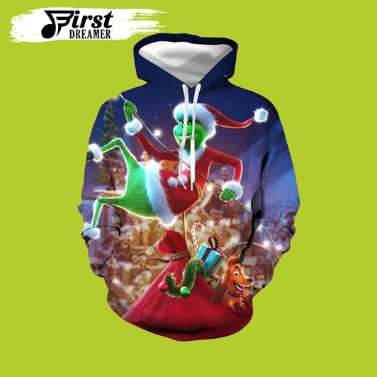 FUNSTUFFPRINT How The Grinch Stole Christmas Grinch All Printer 3D Hoodie and Zip Hoodie