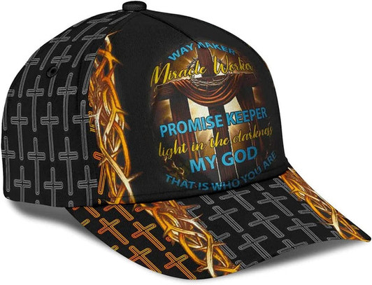 FUNSTUFFPRINT Lion Cross Way Maker Miracle Worker Promise Keeper All Over Print Baseball Cap