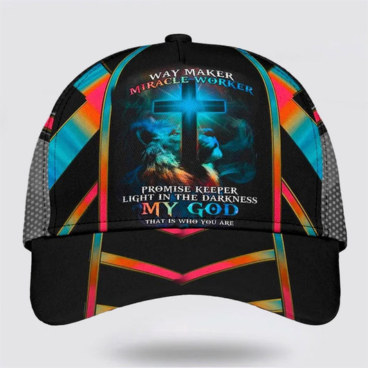 FUNSTUFFPRINT The Lion Cross Light Way Maker Miracle Worker Promise Keeper Classic Hat All Over Print - Christian Hats for Men and Women