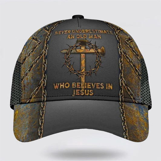 FUNSTUFFPRINT Never Underestimate Who Believes In Jesus Classic Hat All Over Print - Christian Hats for Men and Women