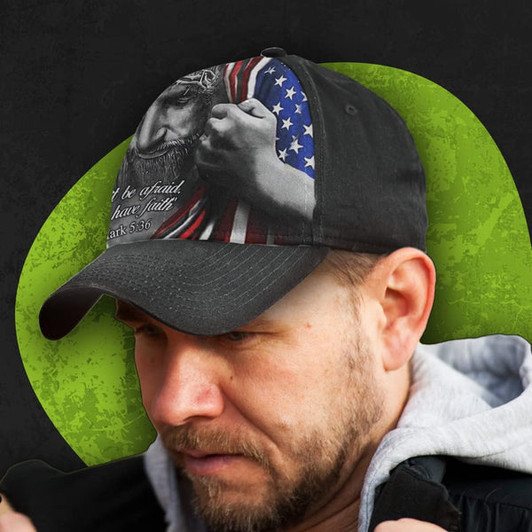 FUNSTUFFPRINT Jesus Don't Be Afraid Just Have Faith Baseball Cap - Christian Hats for Men and Women
