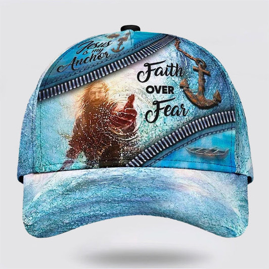 FUNSTUFFPRINT Hand Of God Faith Over Fear Anchor Baseball Cap - Christian Hats for Men and Women