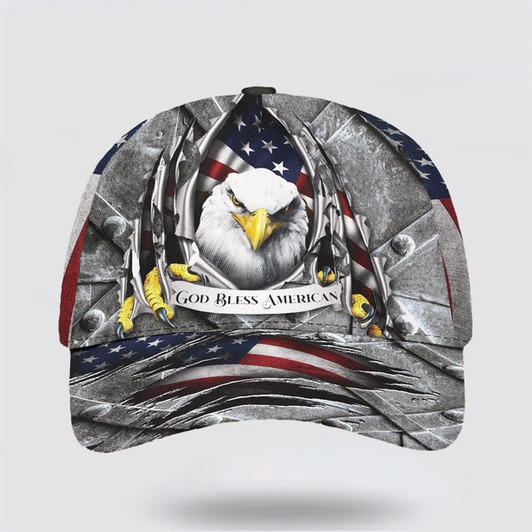 FUNSTUFFPRINT Eagle God Bless America Baseball Cap - Christian Hats for Men and Women