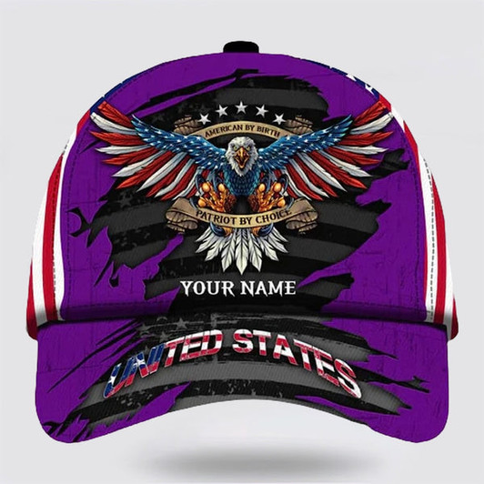 FUNSTUFFPRINT Custom Eagle American By Birth Patriot By Choice Baseball Cap - Christian Hats for Men and Women
