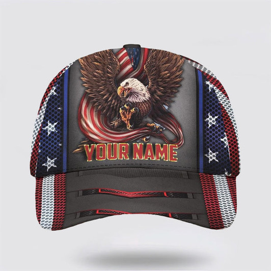 FUNSTUFFPRINT Custom Eagle Ameriacan Custom Name Baseball Cap - Christian Hats for Men and Women