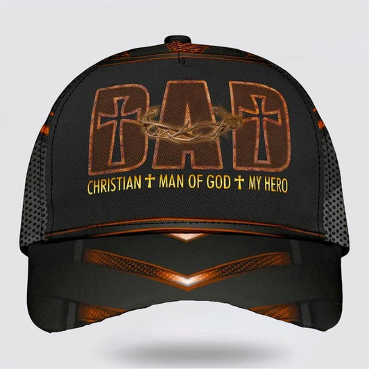 FUNSTUFFPRINT Dad Christian Man Of God My Hero Baseball Cap - Christian Hats for Men and Women