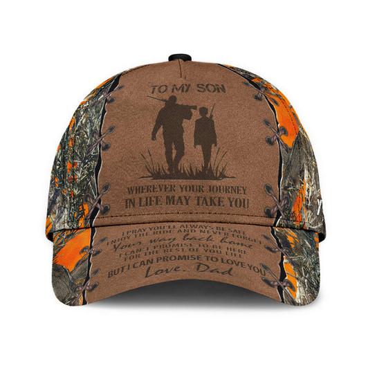 FUNSTUFFPRINT Personalized Hunting Dad To My Son Baseball Cap Orange Camo Pattern Classic Hunting Dad Cap