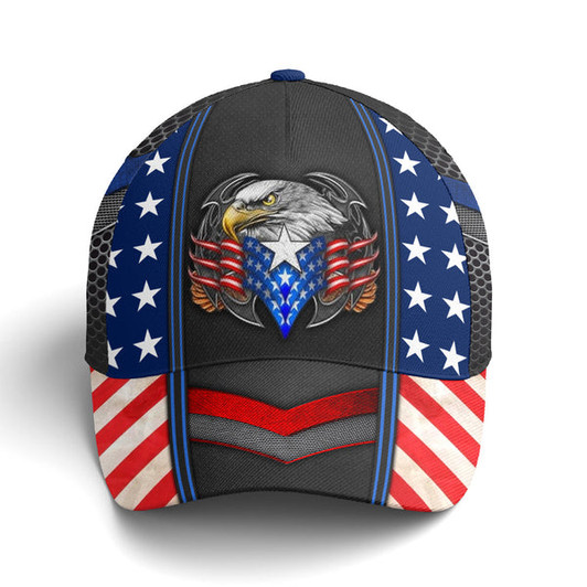 FUNSTUFFPRINT Eagles America US Flag Metallic Baseball Cap