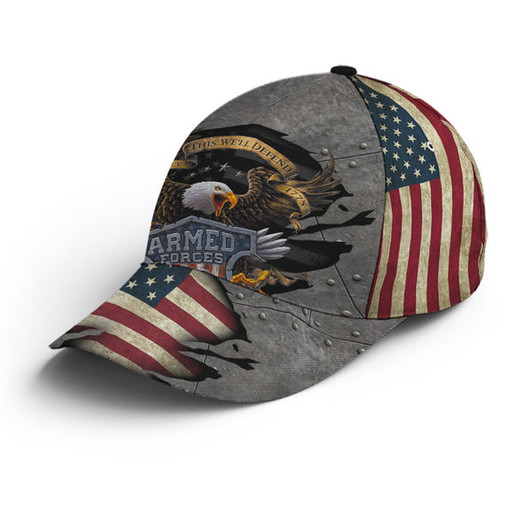 FUNSTUFFPRINT Eagle Armed Force US Flag Baseball Cap