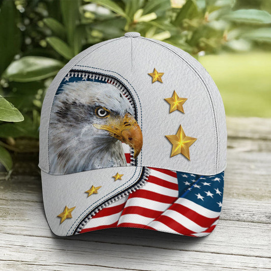 FUNSTUFFPRINT Eagle And US Flag Baseball Cap