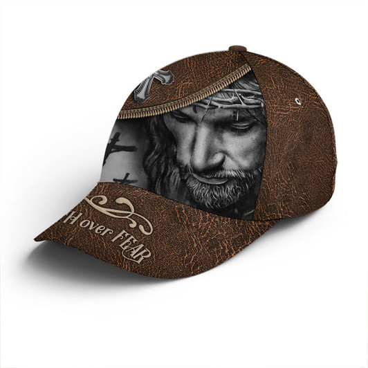 FUNSTUFFPRINT Classic Leather Style Faith Over Fear Baseball Cap