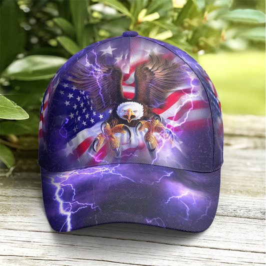 FUNSTUFFPRINT American Flag Bald Eagle Burst Blue Baseball Cap Patriotic Classic Cap Men Women