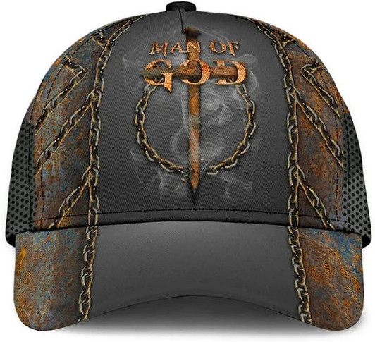 FUNSTUFFPRINT Man Of God Cross All Over Print Baseball Cap - Christian Hats For Men Women