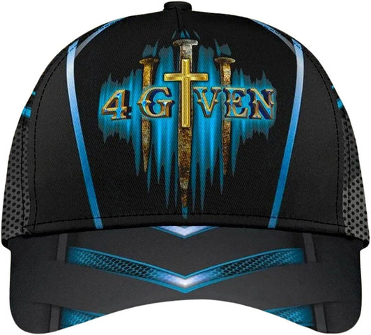 FUNSTUFFPRINT Jesus 1 Cross 3 Nails 4given All Over Print Baseball Cap - Christian Hats For Men Women