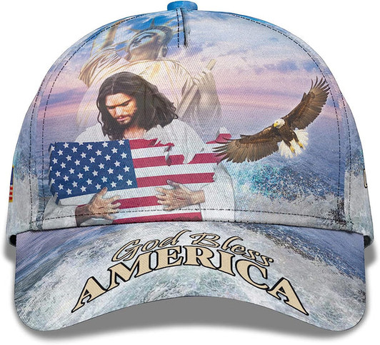 FUNSTUFFPRINT God Bless America Eagle Ball For Independence All Over Print Baseball Cap - Christian Hats For Men Women