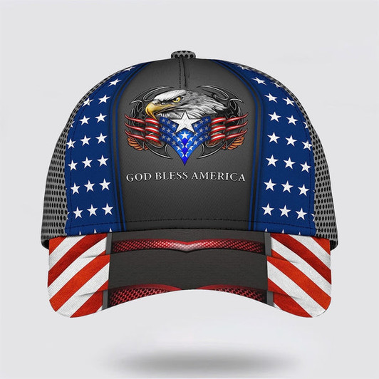 FUNSTUFFPRINT God Bless America Bald Eagle All Over Print Baseball Cap - Christian Hats For Men Women