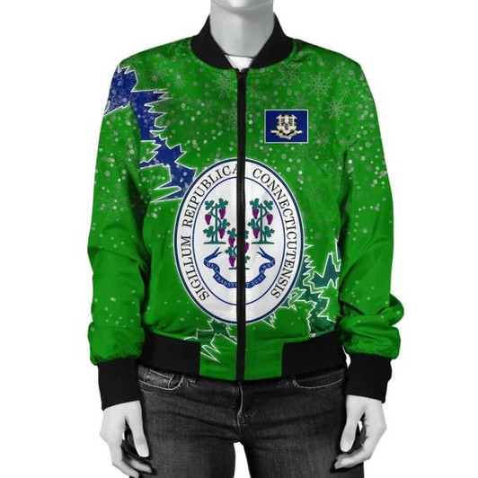 FUNSTUFFPRINT Connecticut Christmas Coat Of Arms Women Bomber Jacket X Style 3D Bomber Jacket