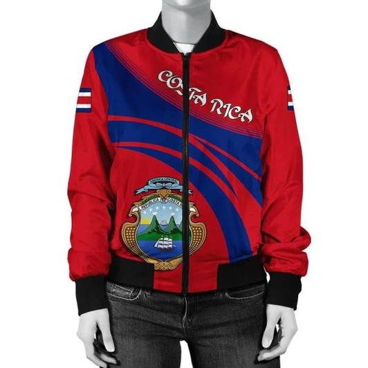 FUNSTUFFPRINT Costa Rica Coat Of Arms Women Bomber Jacketticket Bomber Jacket 3D Bomber Jacket