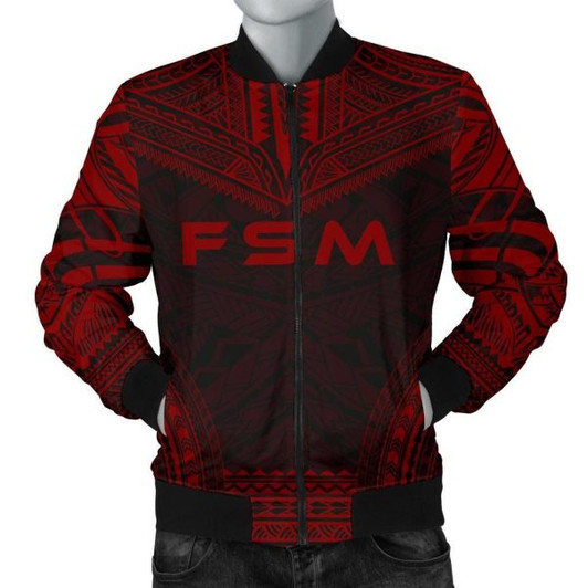 FUNSTUFFPRINT Federated States Of Micronesia Polynesian Chief Men’s Bomber Jacket – Red Version 3D Bomber Jacket