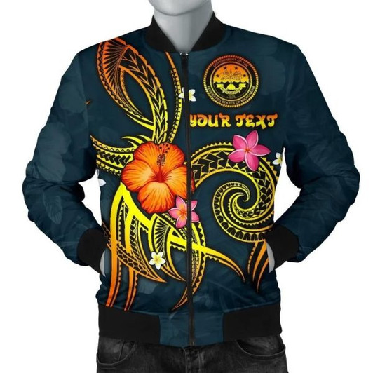 FUNSTUFFPRINT Federated States of Micronesia Polynesian Personalised Men’s Bomber Jacket – Legend of FSM (Blue) 3D Bomber Jacket