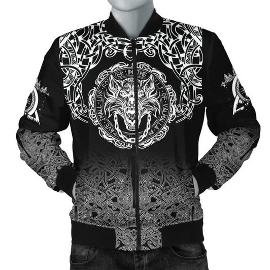 FUNSTUFFPRINT Fenrir Valhalla Bomber Jacket – Ornate pattern 3D Bomber Jacket