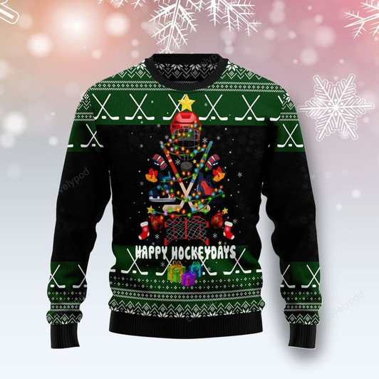 FUNSTUFFPRINT Hockey Is Back Ugly Christmas Sweater For Men & Women, Adult  Ugly Sweater
