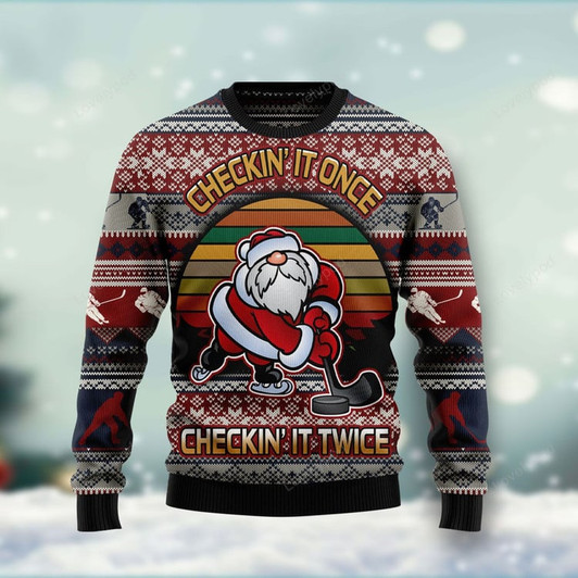 FUNSTUFFPRINT Hockey Is Back Ugly Christmas Sweater For  Ugly Sweater