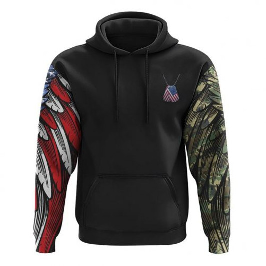 FUNSTUFFPRINT  Veteran 3D Hoodie American By Birth Veteran By Choice American Flag Cross 3D Hoodie and Zip Hoodie
