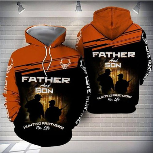 FUNSTUFFPRINT Dad 3D Hoodie For Men Father And Son Hunting Partners For Life   3D Hoodie and Zip Hoodie