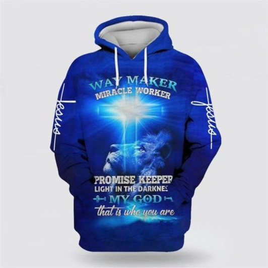 FUNSTUFFPRINT  Christian 3D All Over Hoodie Way Maker Miracle Worker My God Lion Cross  3D Hoodie and Zip Hoodie