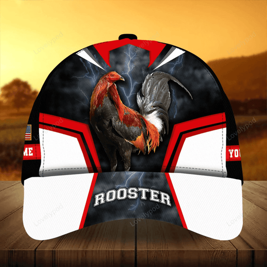 FUNSTUFFPRIT Super Cool Rooster 3D Cap Multicolor Personalized Name For Rooster Lover Baseball Cap Hat