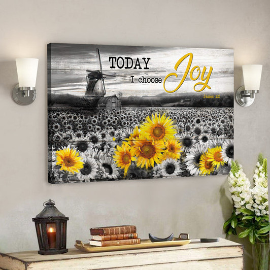 Color Pop Sunflower - Today I Choose Joy Canvas Wall Art - Bible Verse Canvas - Scripture Canvas Wall Art - Ciaocustom