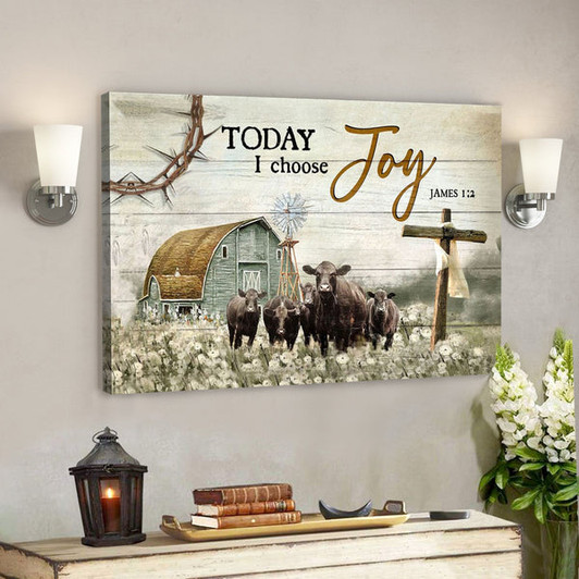 Bible Verse Canvas - Today I Choose Joy James 12 Farmhouse Style Wall Art Canvas - Scripture Canvas Wall Art - Ciaocustom