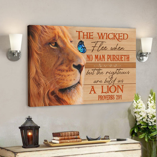 Bible Verse Canvas - The Righteous Are Bold As A Lion Proverbs 281 Canvas - Scripture Canvas Wall Art - Ciaocustom