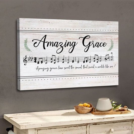 Christian Wall Art Amazing Grace How Sweet The Sound, Sheet Music, Christian Song Lyrics Canvas Art - Religious Wall Decor