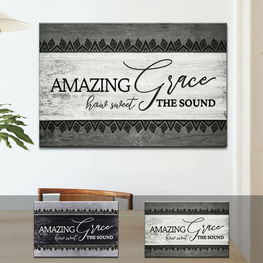 Christian Wall Art Amazing Grace How Sweet The Sound Farmhouse Style Canvas Print - Religious Wall Decor